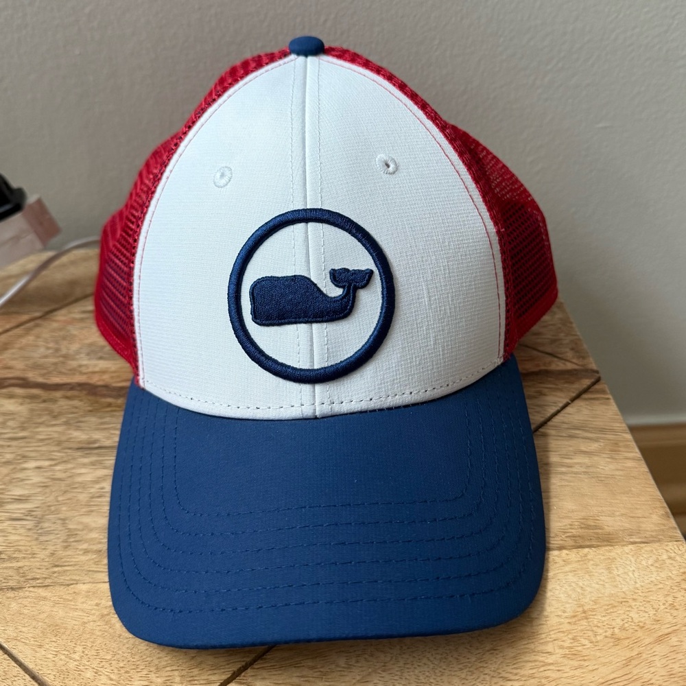 Vineyard Vines Trucker Hat –  Whale Logo | USA Patriotic Adjustable Snapback